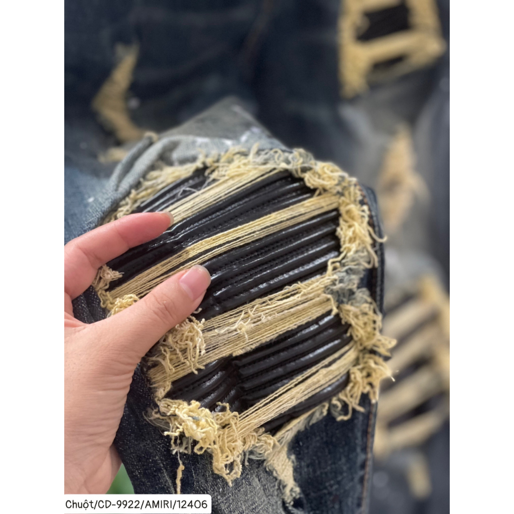 Quần VLADAK Vẩy Sơn, Quần VLADAK Xanh Loang Vàng Vá Da Nhăn Đen Quần Bò Nam Xanh Sẫm Lót Da Cao Cấp Chất Co Dãn MS 06