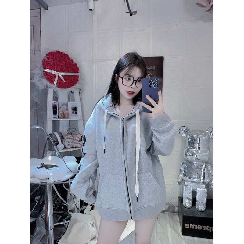 Áo Khoác nỉ dass dập full tay mũ hai lớp siêu dày JELLYSTORE về đù 4 màu ảnh thật kèm ảnh mẫu siêu đẹp