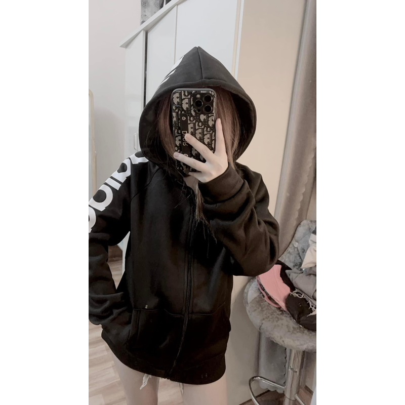 Áo Khoác nỉ dass dập full tay mũ hai lớp siêu dày JELLYSTORE về đù 4 màu ảnh thật kèm ảnh mẫu siêu đẹp