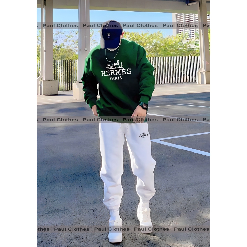 Bộ Nỉ Sweatrer Hermes Nam Nữ Cao Cấp , Hình In 5D. Bộ Nỉ Thu Đông Cao Cấp Hottend JEANLADY888