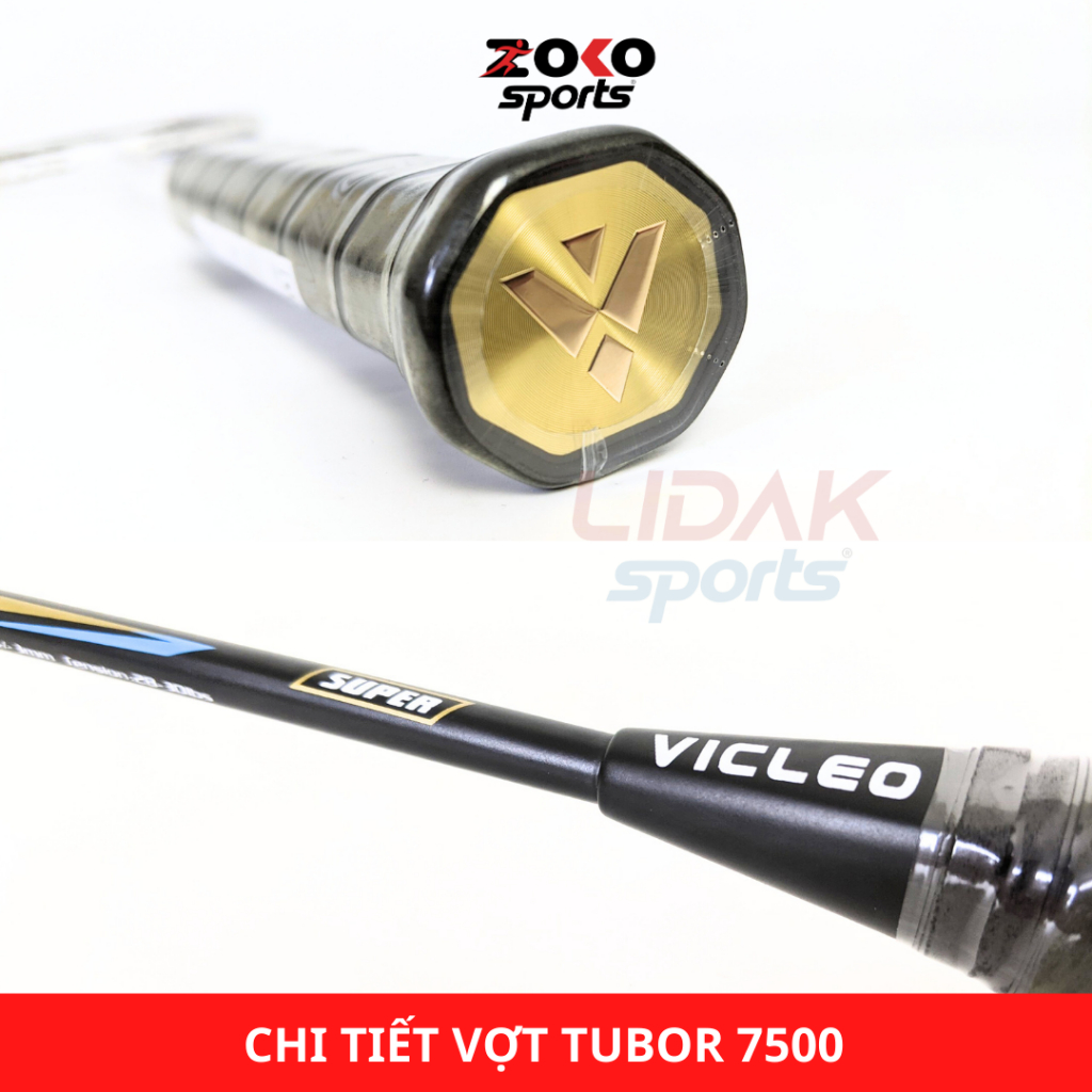 Vợt cầu lông Vicleo Tubor 7500 mức căng 10kg, 11kg màu trắng khung carbon chính hãng