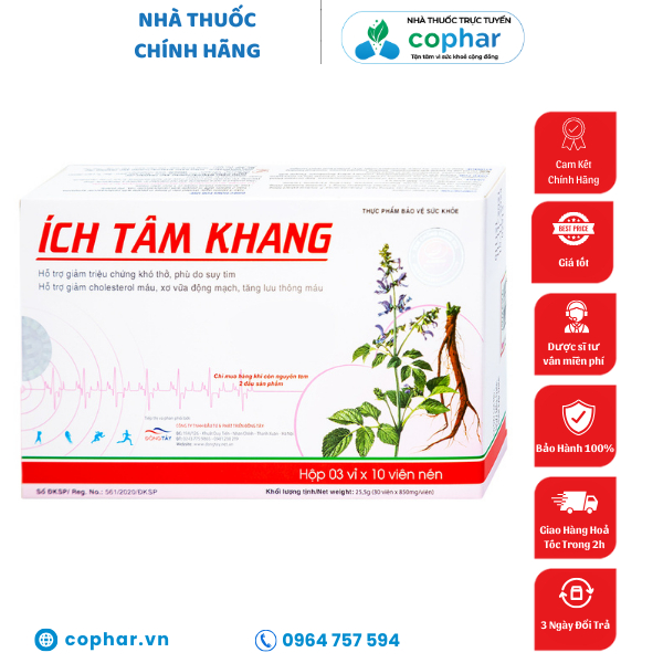 Ích Tâm Khang thực phẩm chức năng hỗ trợ tim mạch (30 viên)