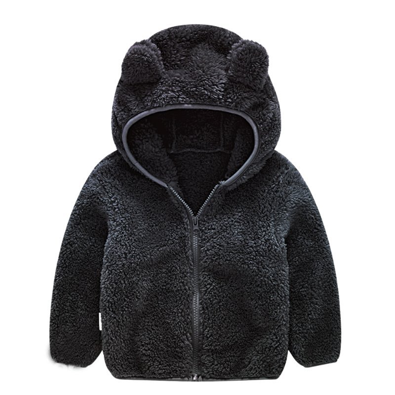 Quần áo trẻ em, Áo khoác lông cừu bé trai bé gái mũ tai gấu size từ 10-70kg