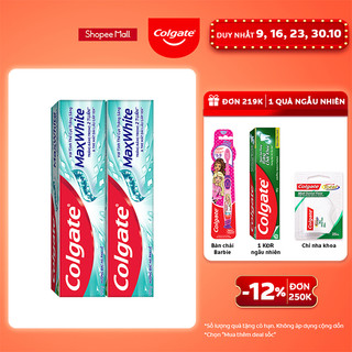 Bộ 2 Kem đánh răng Colgate MaxWhite tinh thể the mát, làm trắng răng trong 2 tuần