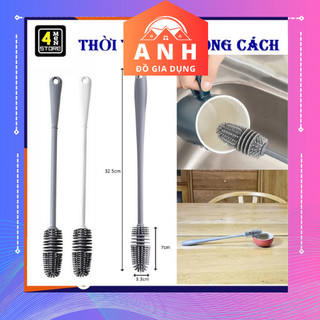 Cọ rửa bình sữa, rửa ly đầu silicon thân cầm dài, chắc chắn