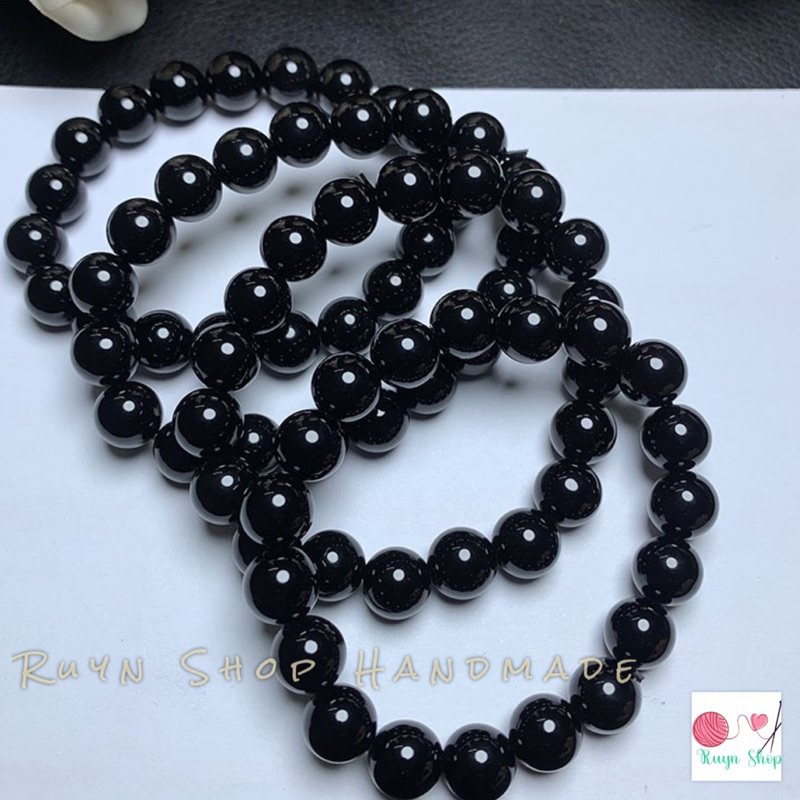 Vòng tay hạt đá đen 8mm - Nhiều kích cỡ phù hợp tay
