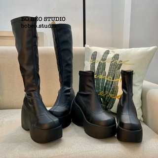 BO BÉO | (LÙI SIZE - SẴN KEM  CAO 36,39 THẤP 42)  BỐT ĐÙI B55 PLATFORM ĐẾ CAO 12CM UNISEX
