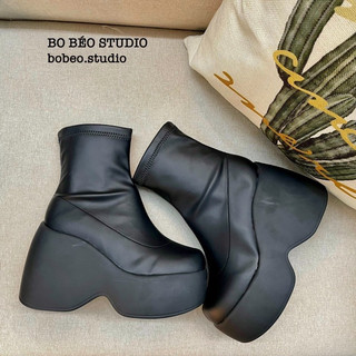 BO BÉO | (LÙI SIZE - SẴN KEM  CAO 36,39 THẤP 42)  BỐT ĐÙI B55 PLATFORM ĐẾ CAO 12CM UNISEX