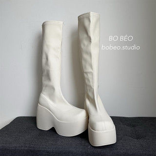 BO BÉO | (LÙI SIZE - SẴN KEM  CAO 36,39 THẤP 42)  BỐT ĐÙI B55 PLATFORM ĐẾ CAO 12CM UNISEX