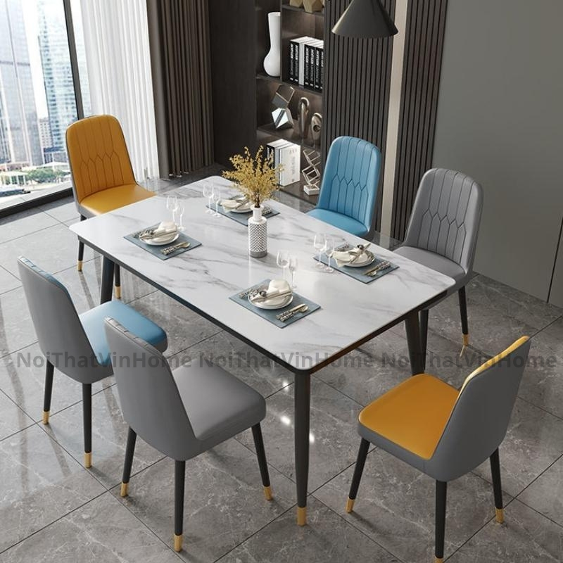 Bàn Ăn Mặt Đá, Bàn Ăn Đa Năng, Bàn Ăn Phòng Bếp, Bàn Ăn Hiện Đại Bàn Ăn Hàng Nhập Khẩu Cao Cấp - Nội Thất Vin Home