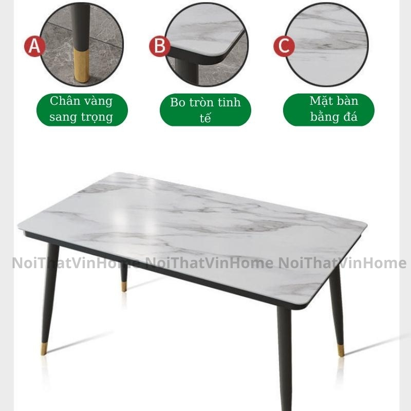 Bàn Ăn Mặt Đá, Bàn Ăn Đa Năng, Bàn Ăn Phòng Bếp, Bàn Ăn Hiện Đại Bàn Ăn Hàng Nhập Khẩu Cao Cấp - Nội Thất Vin Home