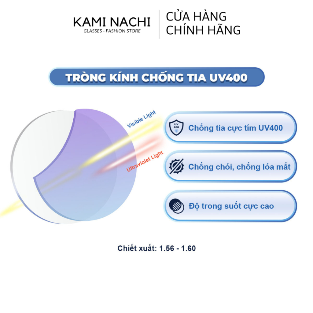 Tròng kính cận loạn chống UV400, hạn chế bám hơi nước KAMI NACHI - Mắt cận Thái Lan