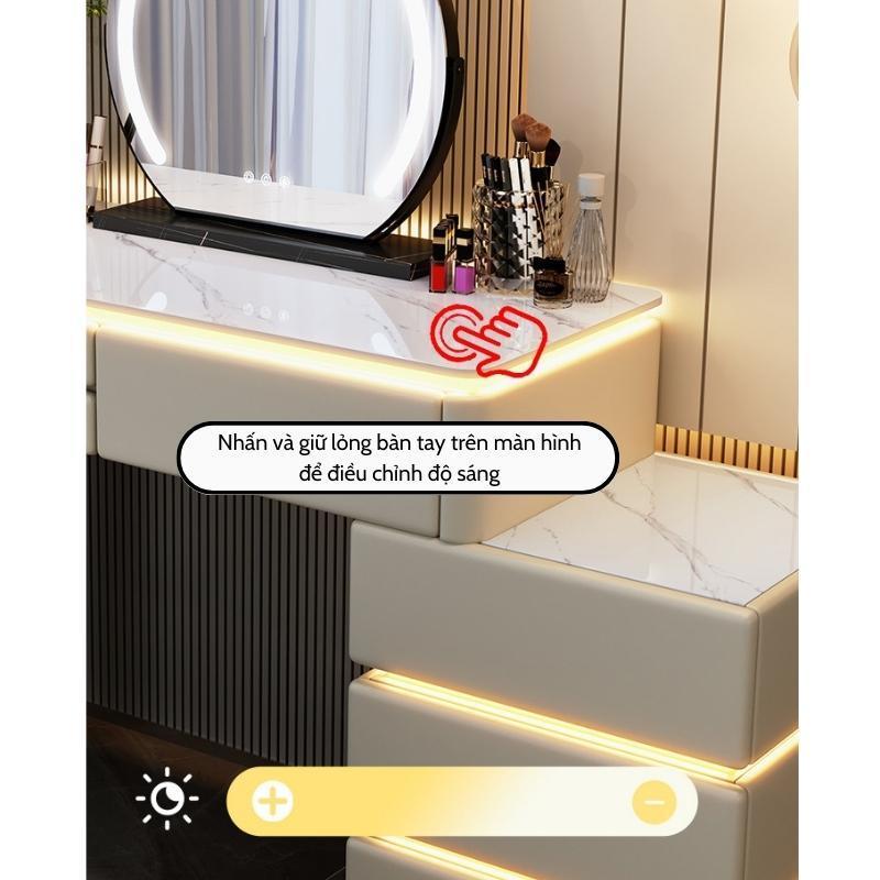 Bàn trang điểm thông minh sạc không dây loa Bluetooth màu trắng led nhẹ nhàng quý phái SANG TRỌNG và lịch lãm