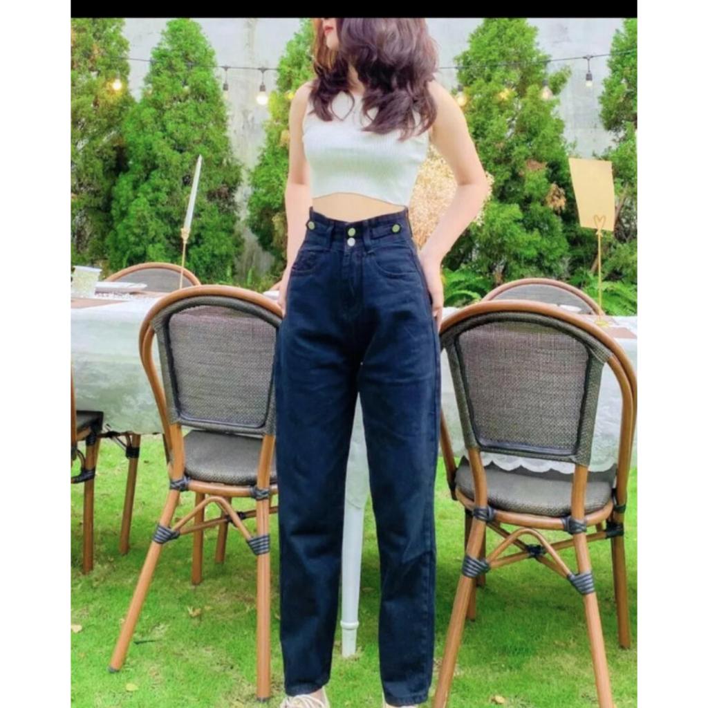 Quần Baggy Nữ Đai Quần Siêu Xinh - Quần Jean Lưng Cao Phong Cách Thoải Mái Kiểu Dáng Basic