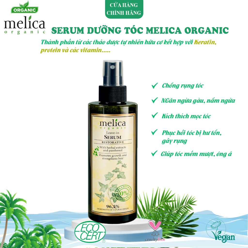 Xịt dưỡng tóc, serum dưỡng tóc kích thích mọc tóc Melica organic 200ml - Giúp tóc mềm mượt,óng ả, ngăn rụng tóc