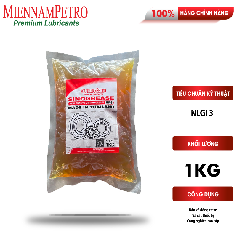 Mỡ Bôi Trơn MiennamPetro Sinogrease EP3 NLGI 3 1KG Bảo Vệ Ô Tô Công Nghiệp Cao Cấp