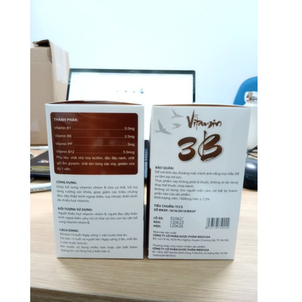 Viên Uống Vitamin 3B Giúp Ăn Ngon Ngủ Tốt, Giảm Đau Nhức, Tê Bì Chân Tay - Hộp 100 Viên