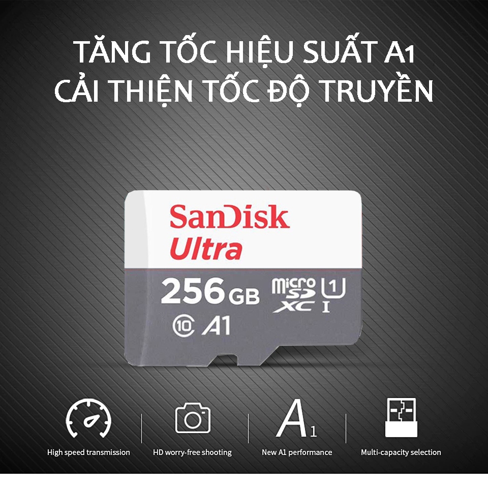 Thẻ nhớ MicroSDHC 512GB/256GB/128GB 100MB/s Tương thích với điện thoại di động Android, ios, máy chơi game