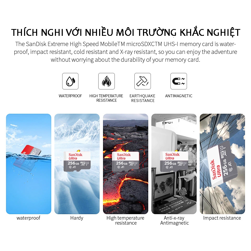 Thẻ nhớ MicroSDHC 512GB/256GB/128GB 100MB/s Tương thích với điện thoại di động Android, ios, máy chơi game