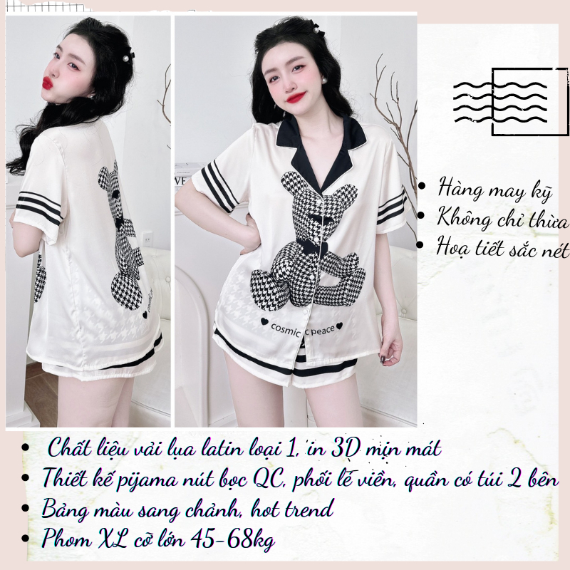 Bộ đùi nữ bigsize dưới 70kg mặc nhà thoải mái dễ thương vải lụa latin loại 1 mịn mát MY STORE