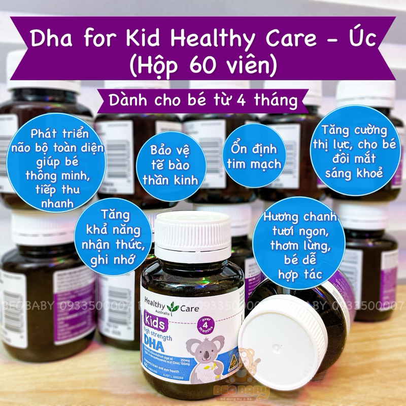 Combo Canxi Sữa/ DHA Chanh Healthy Care  Cho Bé Từ 4 Tháng  -  Úc