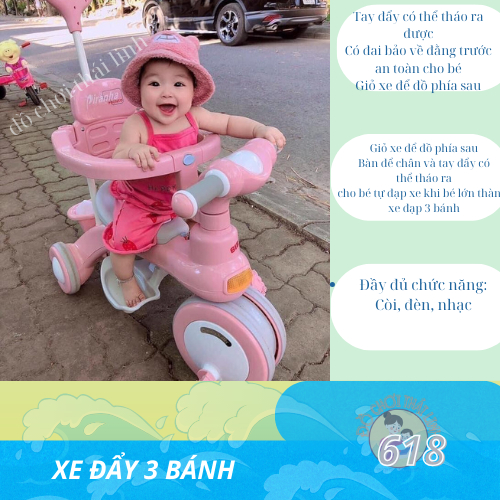 XE ĐẨY CHO BÉ -XE ĐẨY EM BÉ CAO CẤP 618 CÓ NHẠC VÀ ĐÈN