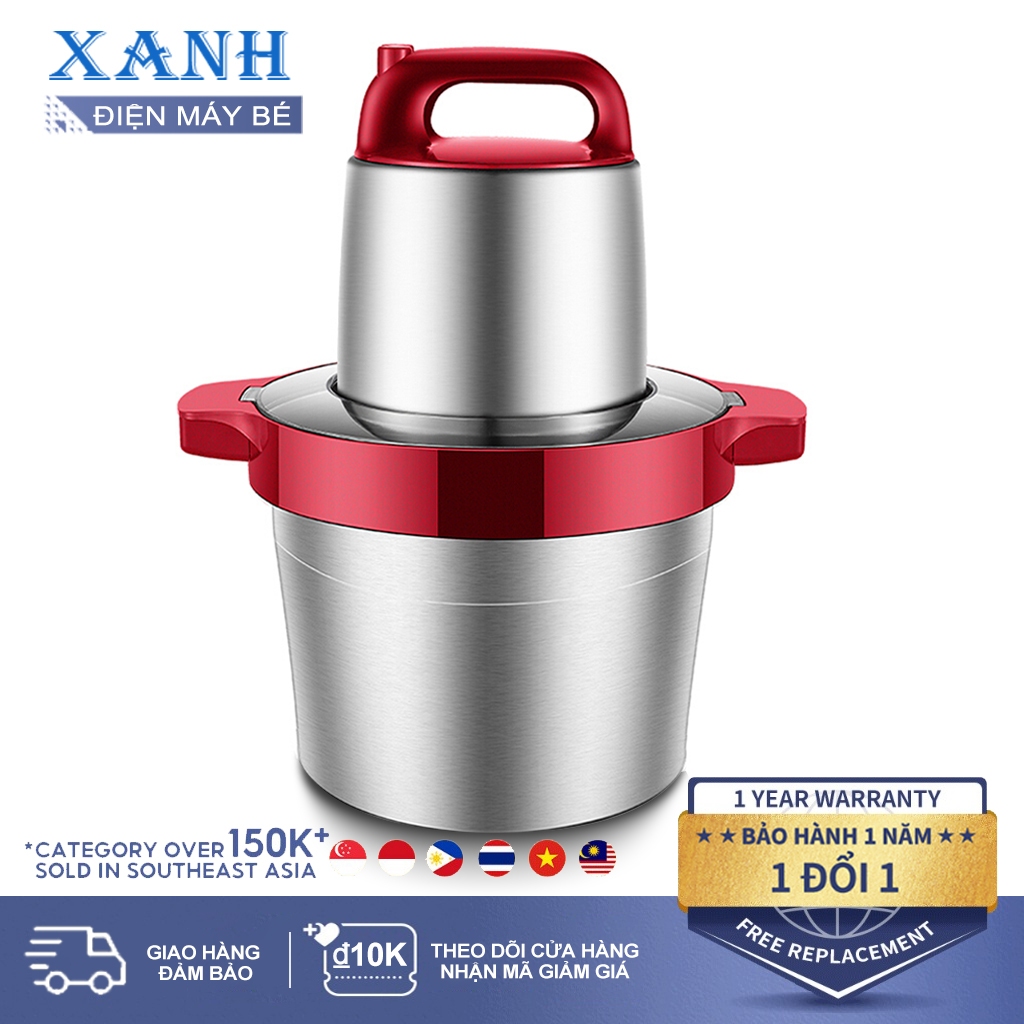 Máy xay thịt 6 lít 1000W rau và thịt bằng thép không ,tỏi ớt, rau củ quả, máy xay đa năng
