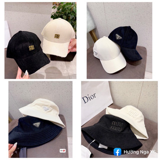 Set mũ bucket + lưỡi trai nhung tăm