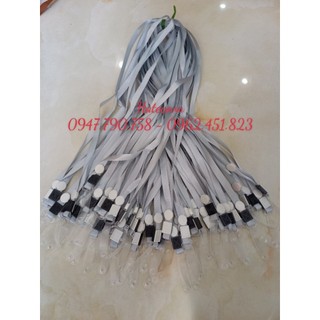 Dây đeo thẻ lụa móc nhựa MÀU GHI - thẻ nhân viên