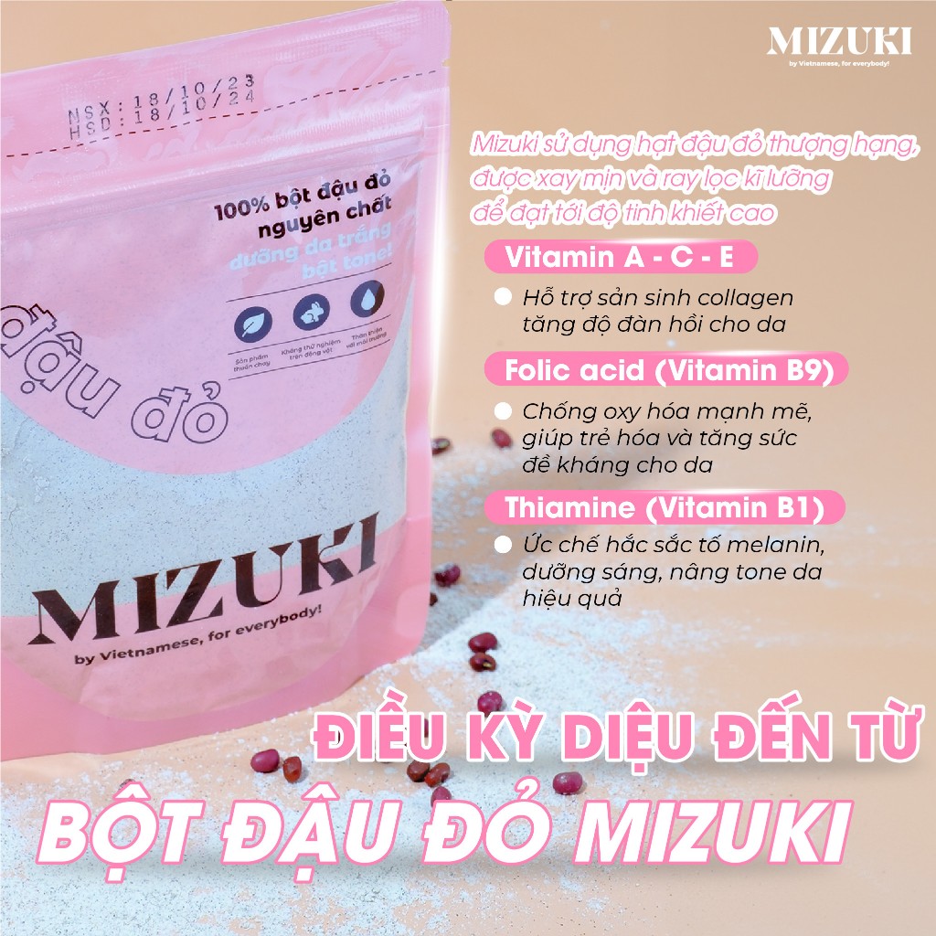 [PHIÊN BẢN MỚI] Bột Đậu Đỏ Nguyên Chất 100% Mizuki