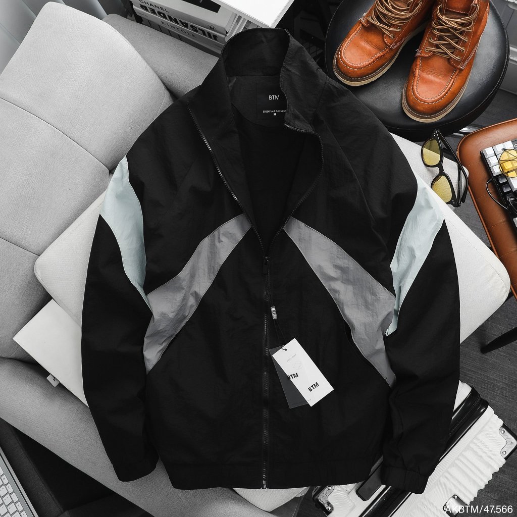 Áo khoác gió nhăn BTM Studios phối màu thời trang, chống nước cao cấp - Mã 47.566