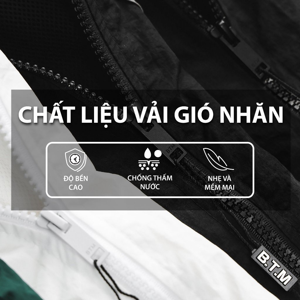 Áo khoác gió nhăn BTM Studios phối màu thời trang, chống nước cao cấp - Mã 47.566