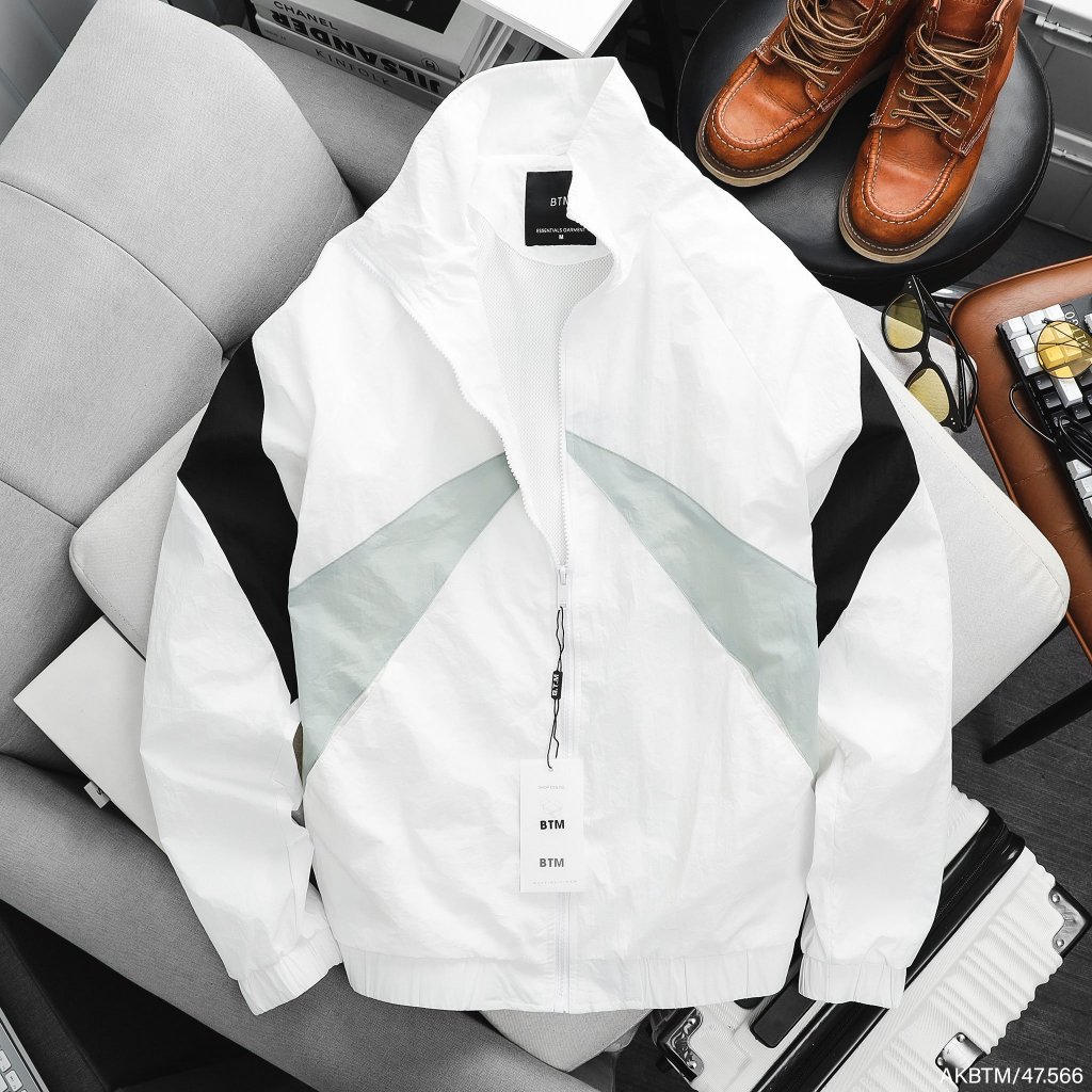 Áo khoác gió nhăn BTM Studios phối màu thời trang, chống nước cao cấp - Mã 47.566