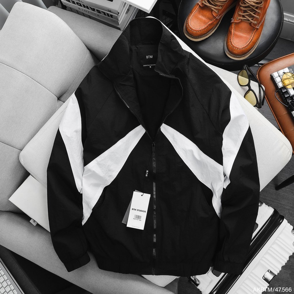Áo khoác gió nhăn BTM Studios phối màu thời trang, chống nước cao cấp - Mã 47.566