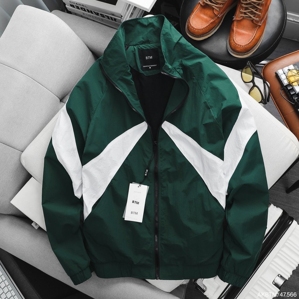 Áo khoác gió nhăn BTM Studios phối màu thời trang, chống nước cao cấp - Mã 47.566