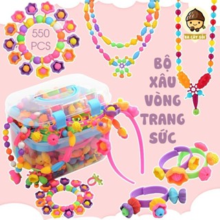  Đồ Chơi Bộ Xâu Hạt Lắp Ghép 550 Chi Tiết - Tạo Vòng Tay Nhẫn Bờm Trang Sức Sáng Tạo Cho Bé 