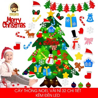  Cây thông Noel vải nỉ dán tường tự  trang trí dịp Giáng Sinh cho bé   kèm đèn led   