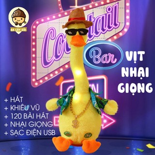 Đồ Chơi Vịt Nhồi Bông Nhại Giọng - Hát Múa, Có Đèn LED, Cảm Ứng Theo Giọng Nói, Đủ Phụ Kiện