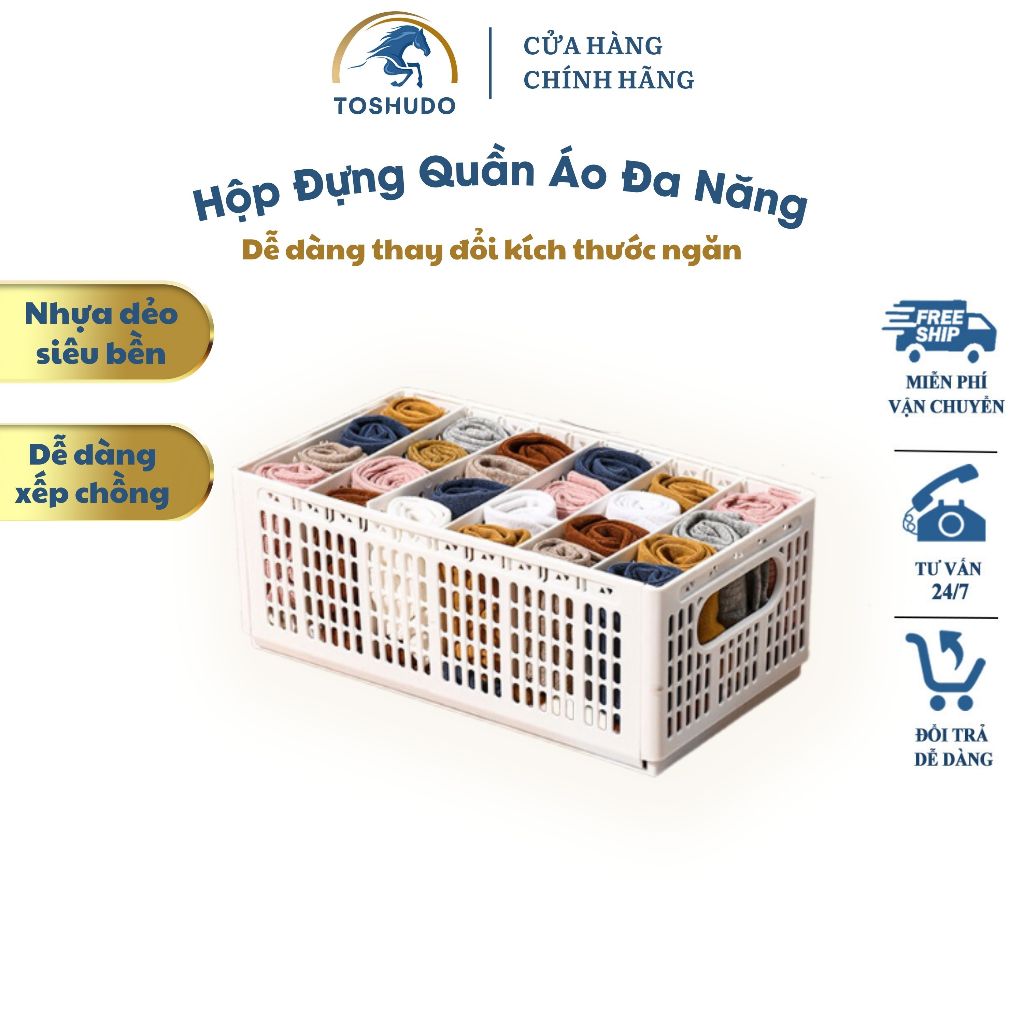 Hộp Nhựa Chia Ngăn Đựng Quần Áo TOSHUDO , Túi Đựng Quần Áo Chia Ngăn Gọn Gàng