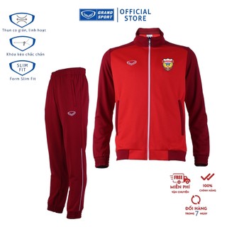 Bộ Quần Áo Thu Đông CLB Hồng Lĩnh Hà Tĩnh 2024 Grand Sport Đỏ Thun Nỉ Polyester Cao Cấp chính hãng khóa kéo bền bỉ
