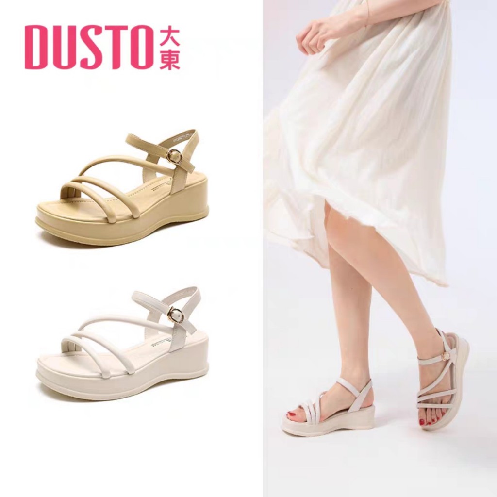sandal quai hậu đế xuồng nữ dusto cao 4.3p thời trang công sở đẹp cao cấp giá rẻ da mềm chắc chắn êm chân màu đen