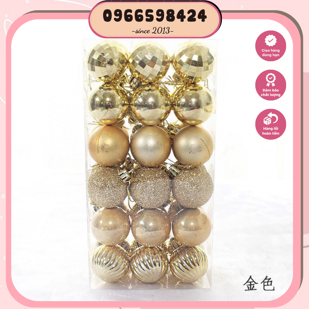 Set 36q châu noel nhiều loại , set châu trang trí cây thông tạo không khí giáng sinh
