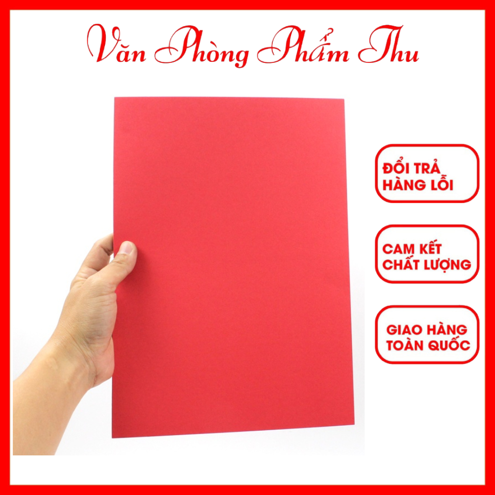 [25 TỜ] Giấy Bìa Màu Đỏ A4 160gsm - Giấy Bìa - Giấy Bìa Cứng A4 Sét 25 Tờ Màu Đỏ Định Lượng 160gsm -