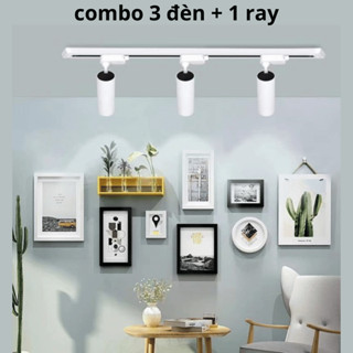 Combo 3 Đèn Rọi Ray Trang Trí 20w +1 Ray 1m , Đèn Rọi Ống Bơ Cob Trang Trí Shop Thời Trang