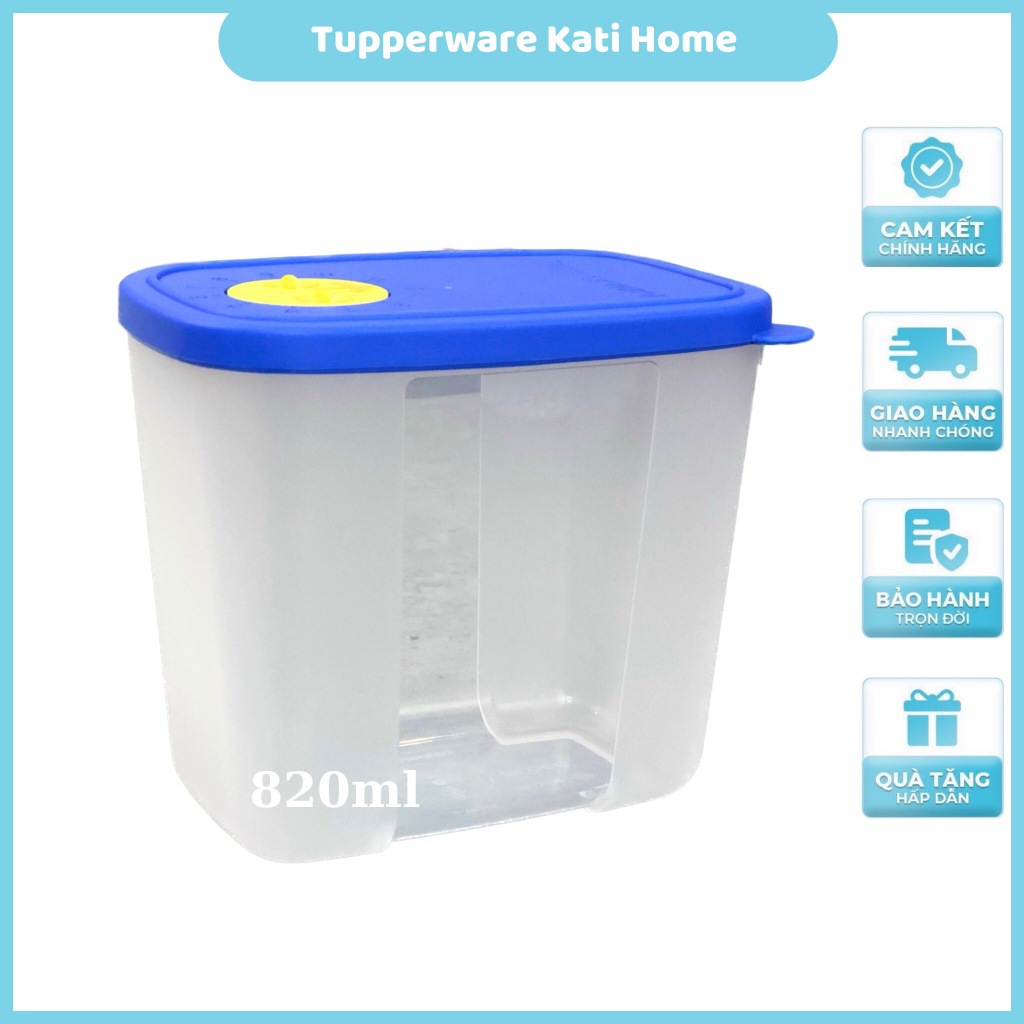 Hộp nhựa đựng thực phẩm ngăn đông Tupperware Modern 820ml có nút đồng hồ để bên hông cánh cửa tủ lạnh