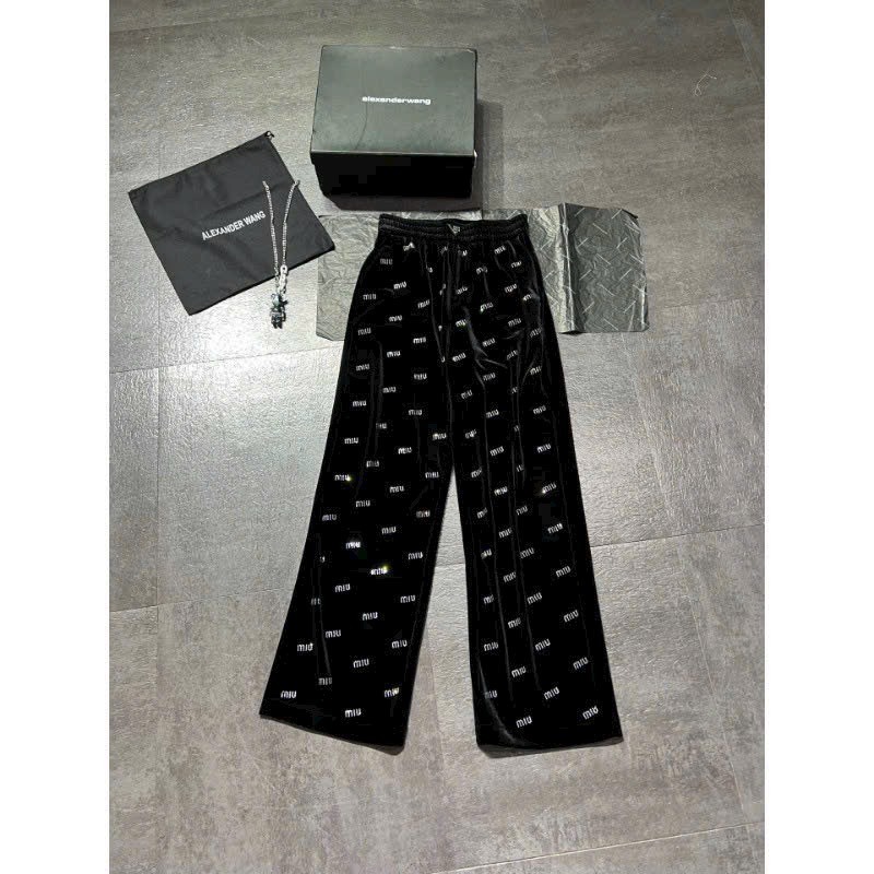 Quần Suông Nhung Lưng Cao Đính Nhũ Chữ Lấp Lánh Siêu Sang-XMNP