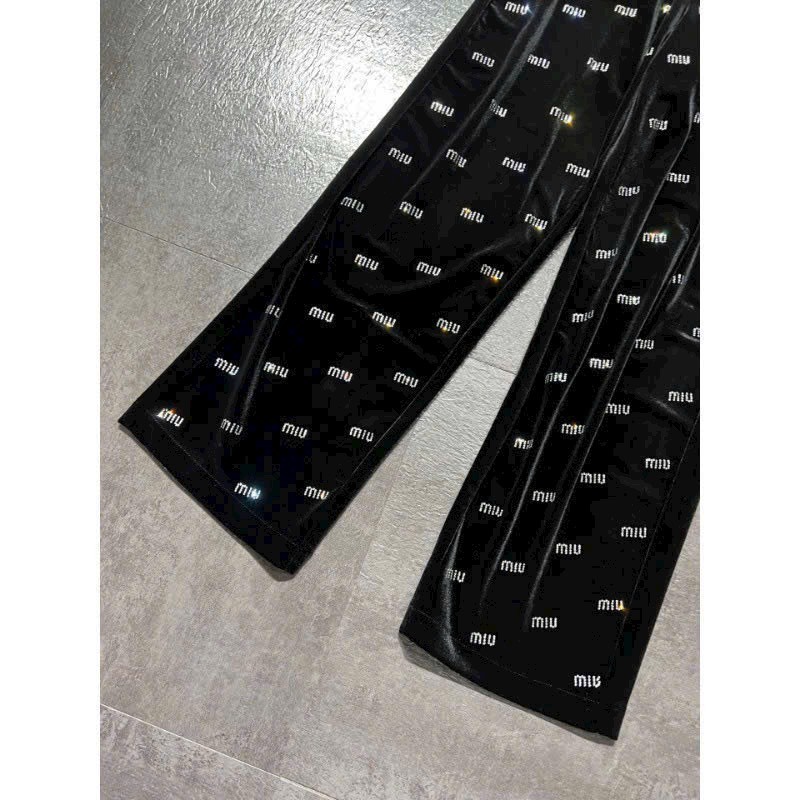 Quần Suông Nhung Lưng Cao Đính Nhũ Chữ Lấp Lánh Siêu Sang-XMNP