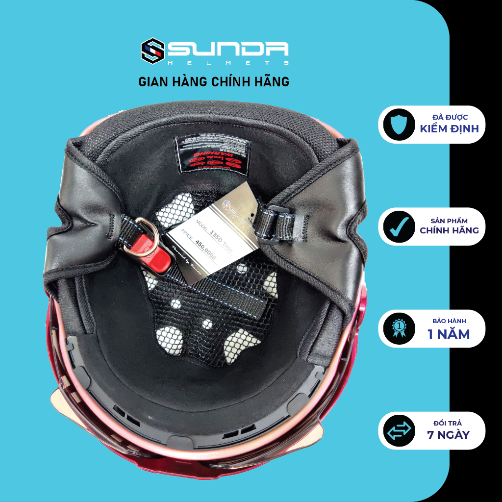 Nón bảo hiểm nửa đầu SUNDA 135D nhiều màu - giấu kính tháo lót