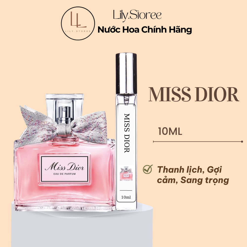 Nước hoa Nữ Miss Dior Nồng Độ EDP Dung Tích 10ml, Dầu Thơm Nữ Tính, Gợi Cảm, Ngọt Ngào - Lily Store