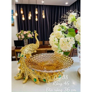 Khay đựng hoa quả/ Đĩa Chim Công cắm hoa đựng hoa quả quà